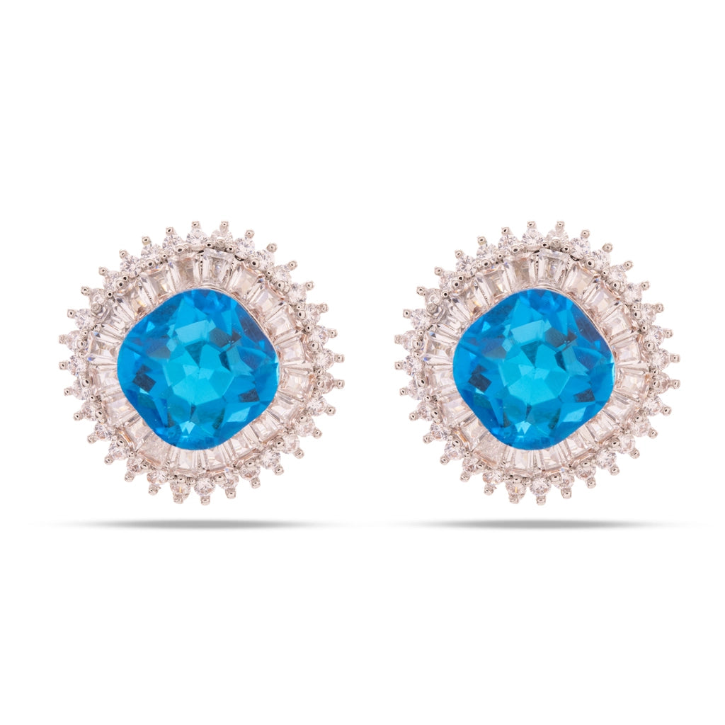 Royal Azure Halo Crystal Pendant Set