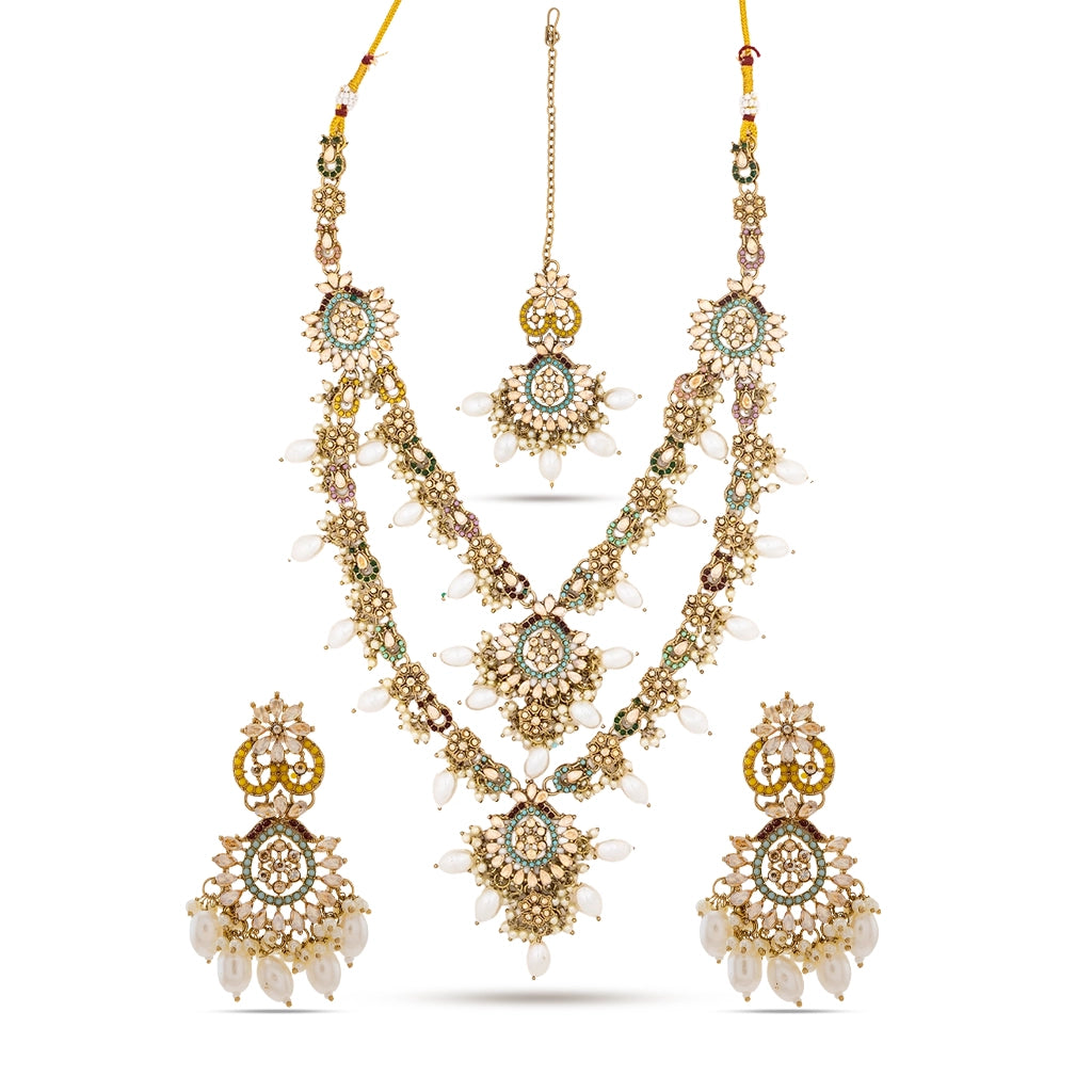Celestia Crystal White Necklace Set
