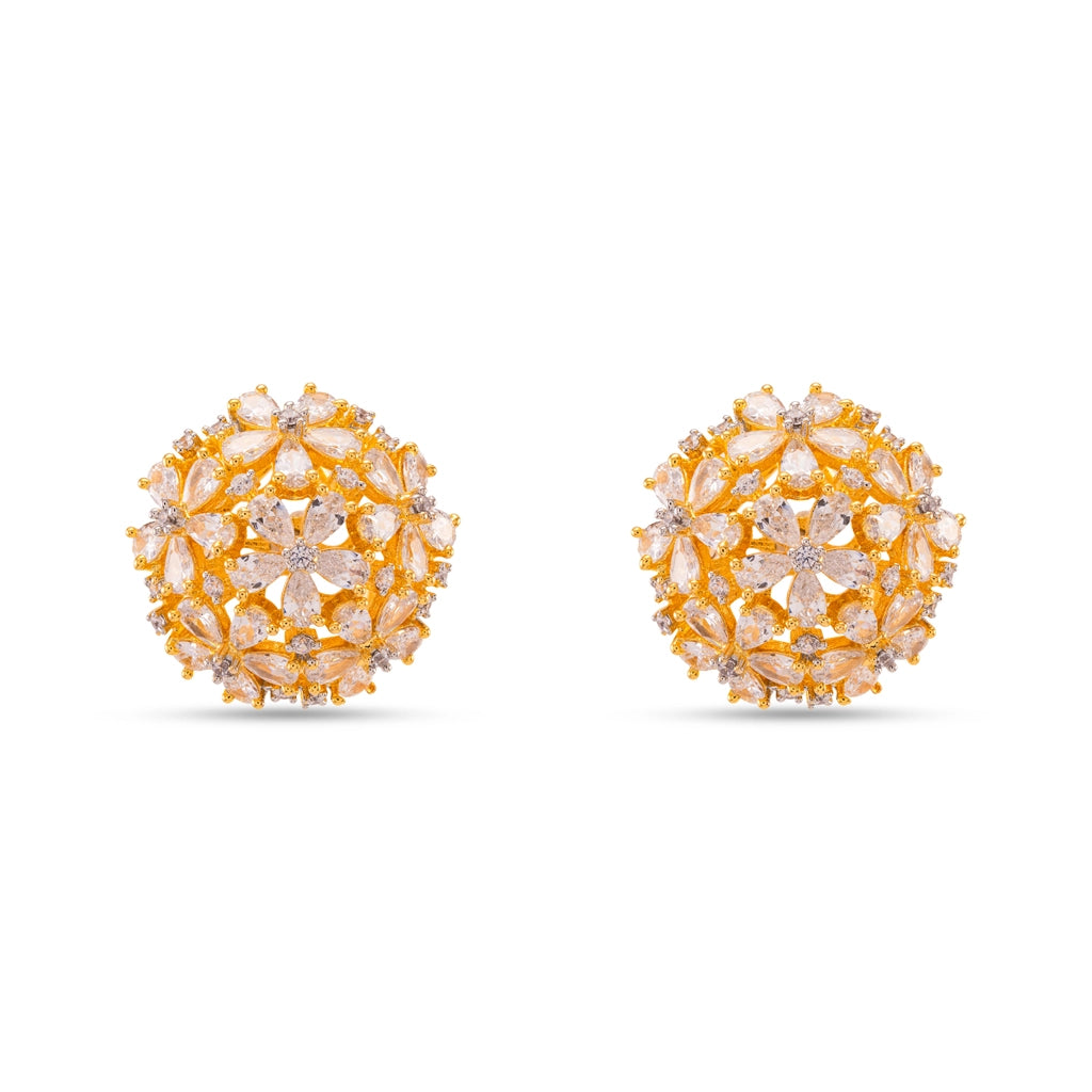 Floral Diamond Stud Earrings