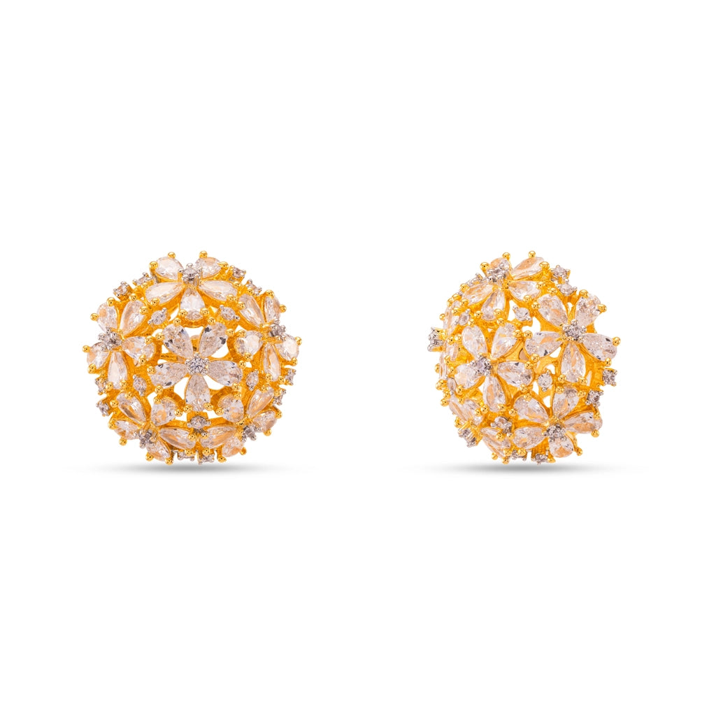 Floral Diamond Stud Earrings