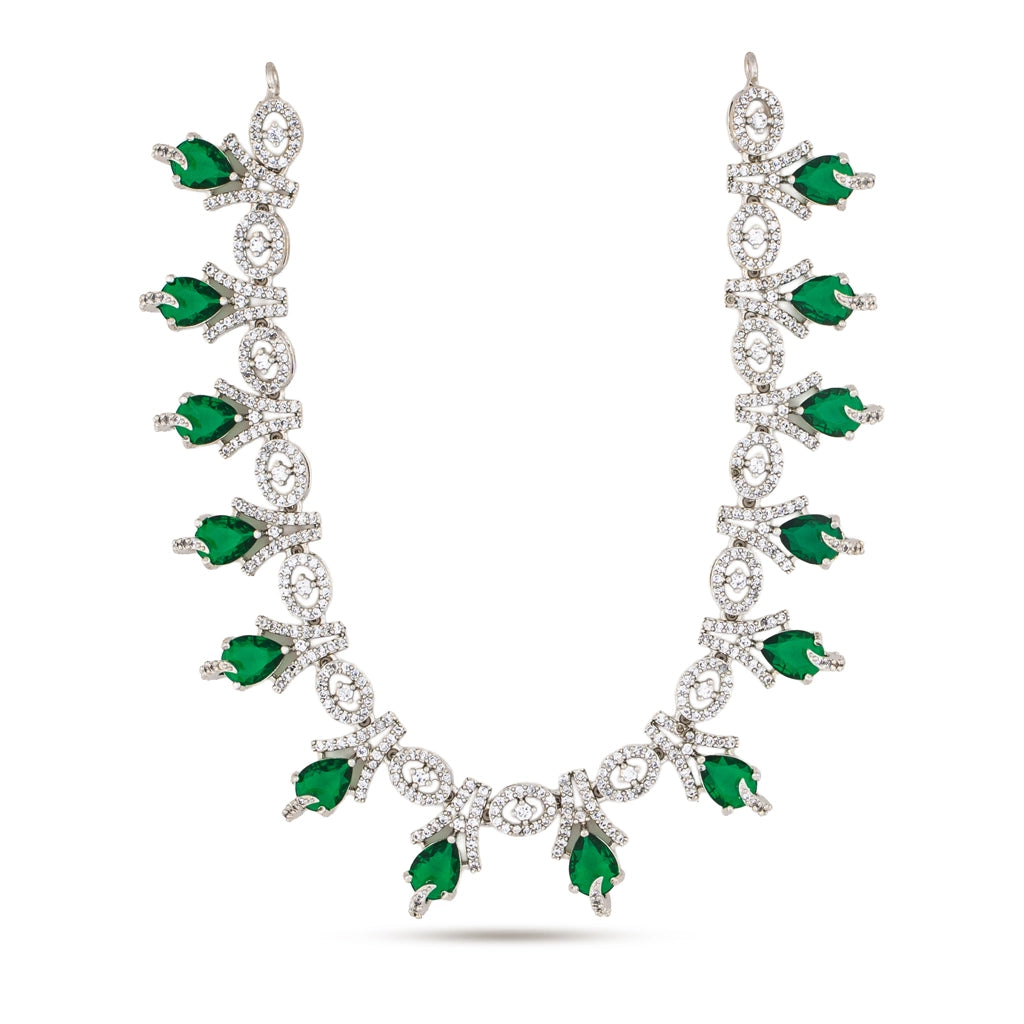 Emerald Crystal Drop Necklace Set