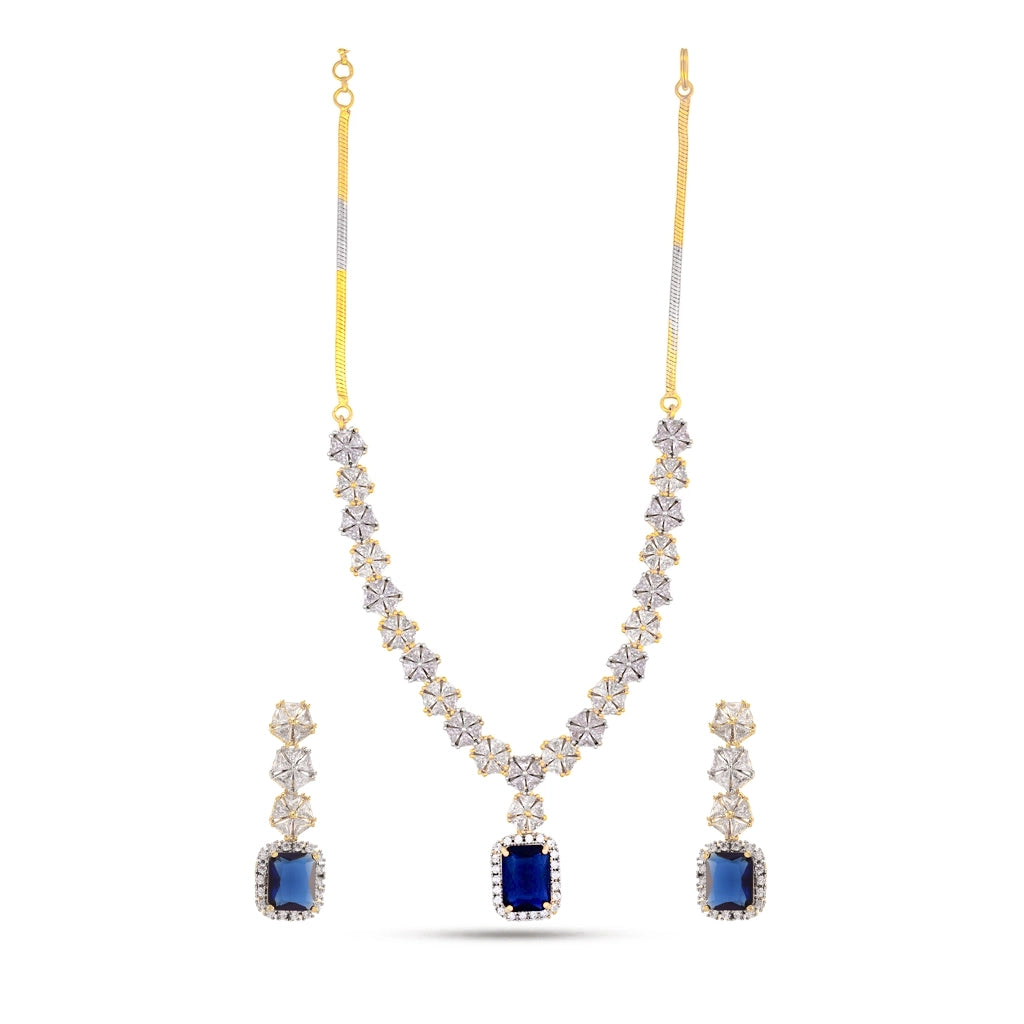 Blue Prism Crystal Necklace Set