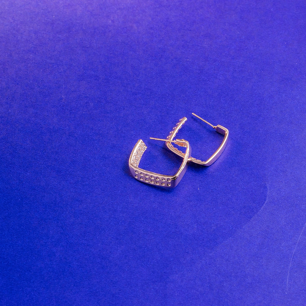 Edge Form Pave Hoop Earrings
