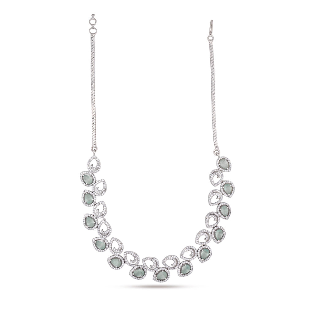 Mint Halo Crystal Necklace Set
