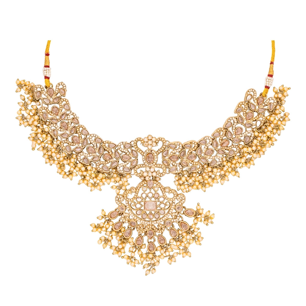 Pink Maharani Cascade Necklace Set