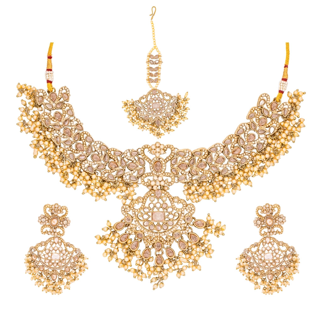 Pink Maharani Cascade Necklace Set