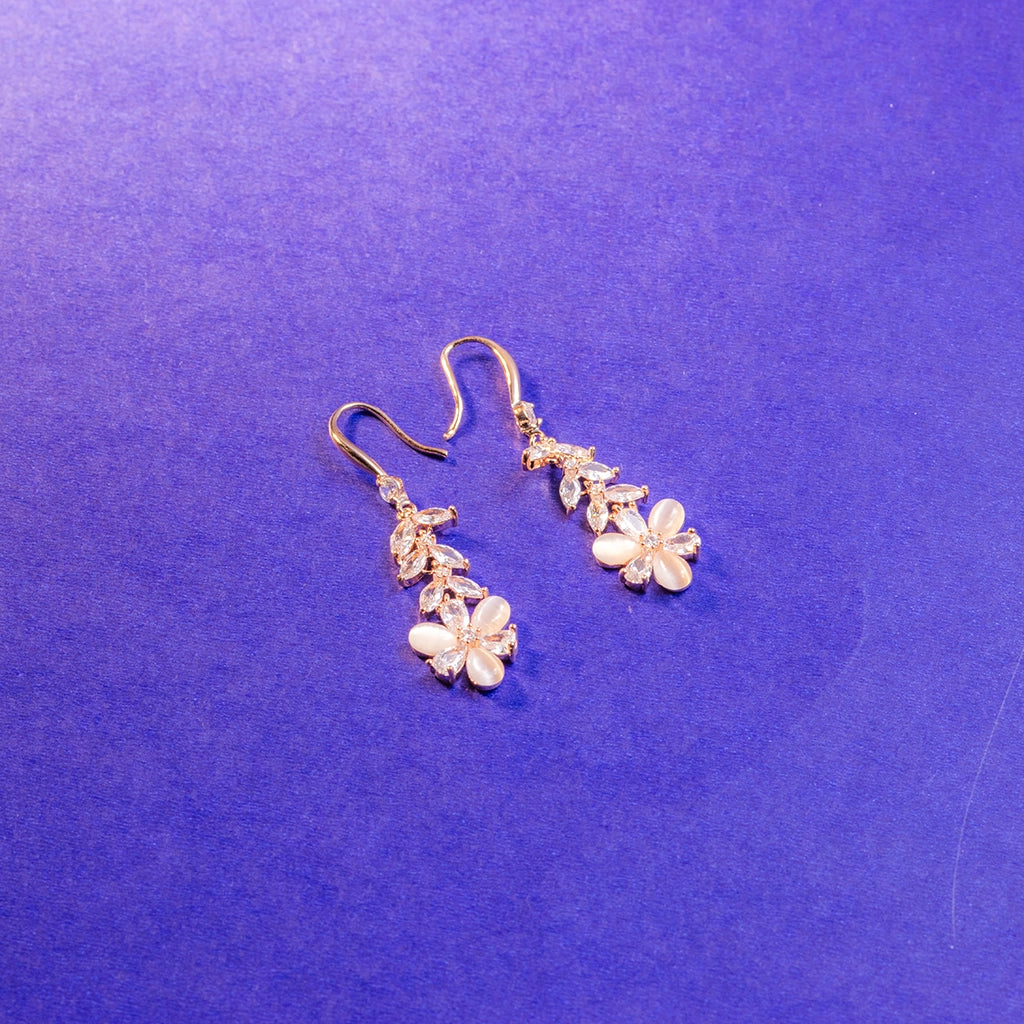 Roselle Blush Petal Drop Earrings