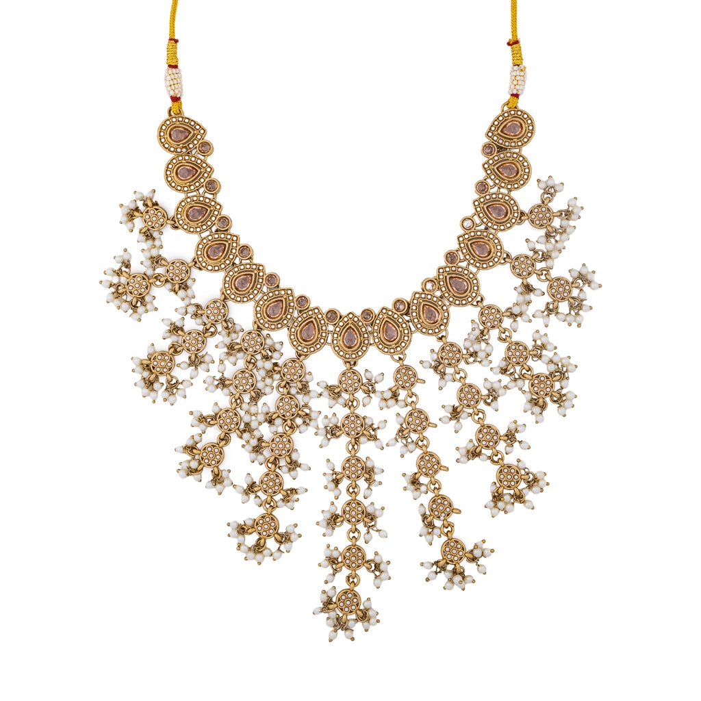 Pearl Necklace Ruby Emerald Gold