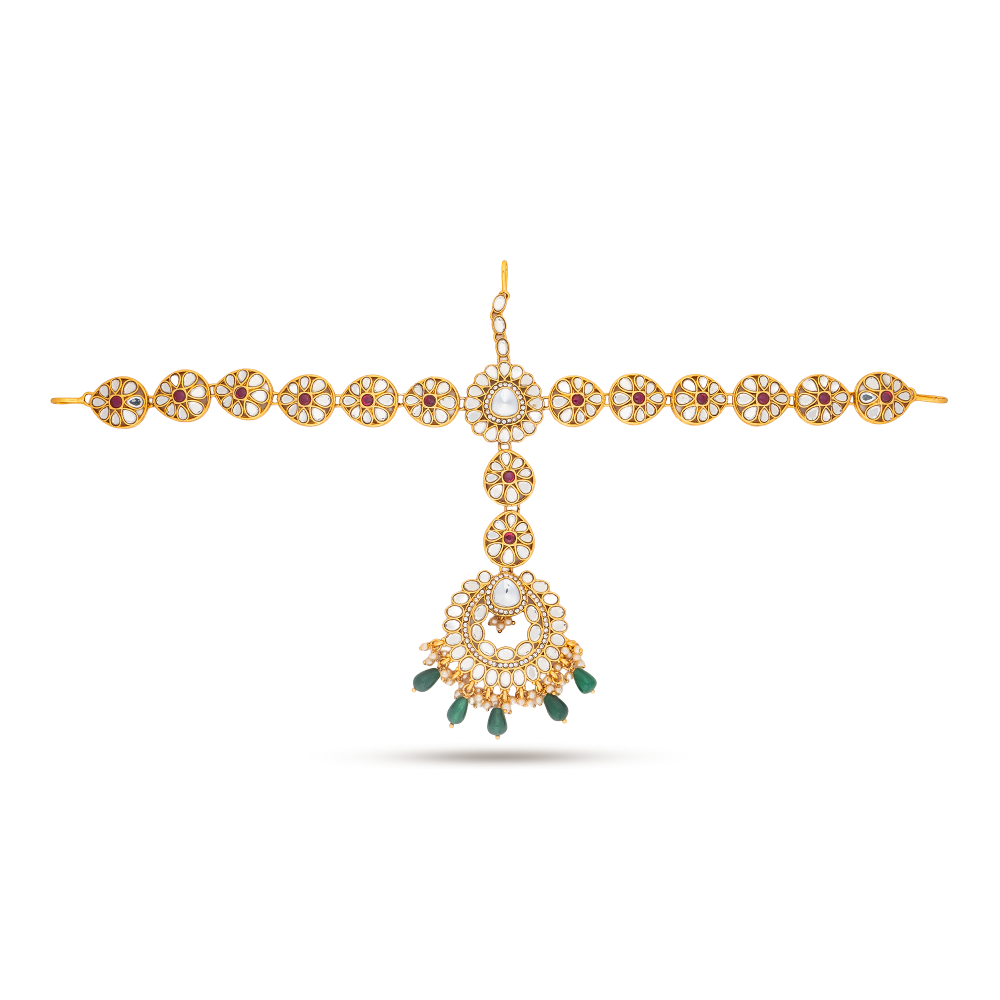 Noor-E-Jahan Emerald Kundan Bridal Matha Patti