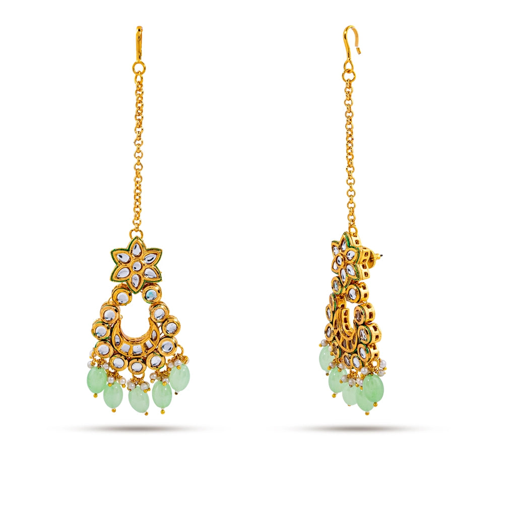 Aarohi Chain Danglers Green
