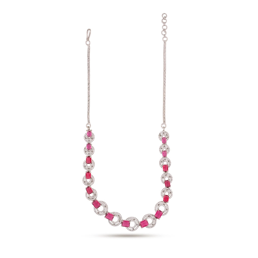 Blush Halo Crystal Necklace Set