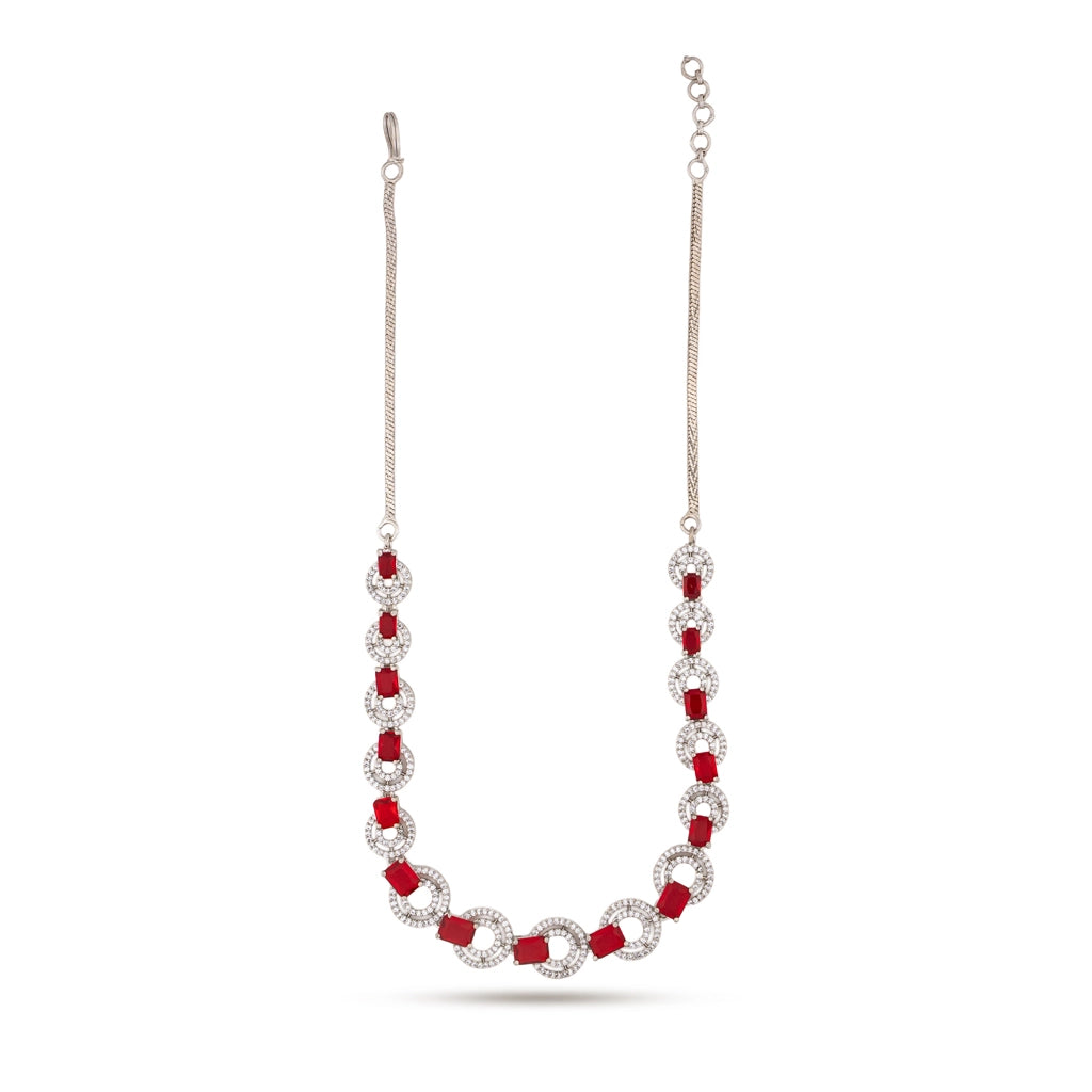 Blush Red Crystal Necklace Set