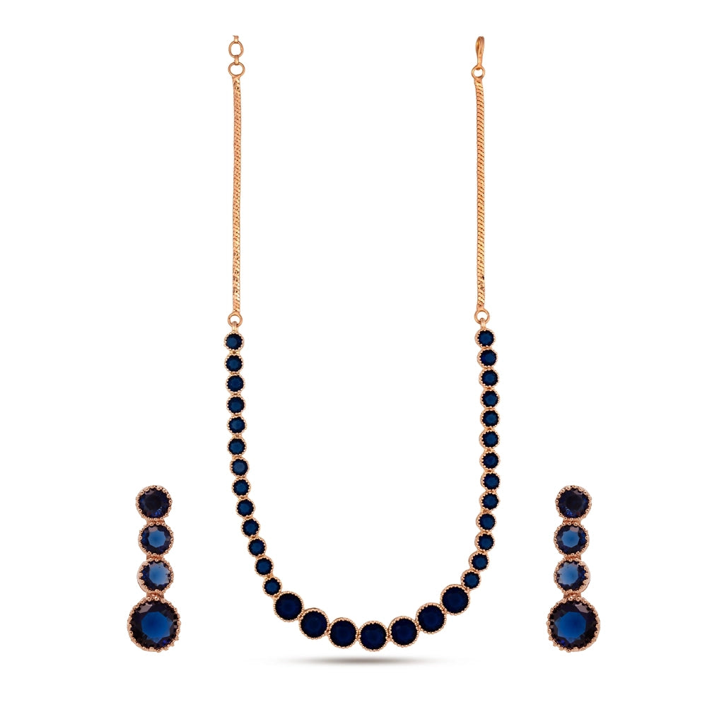 Blue Halo Crystal Necklace Set