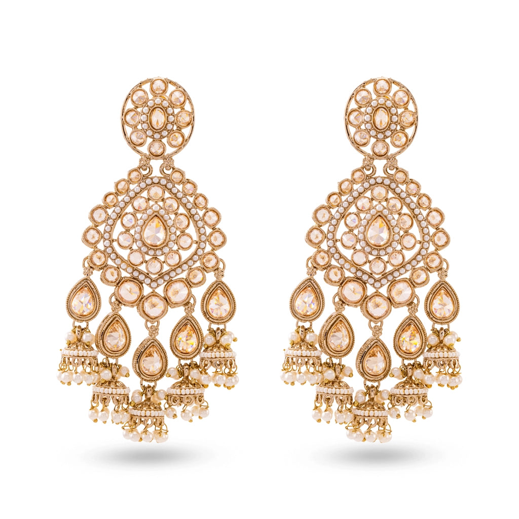 Kundan Pearl Cascade Danglers