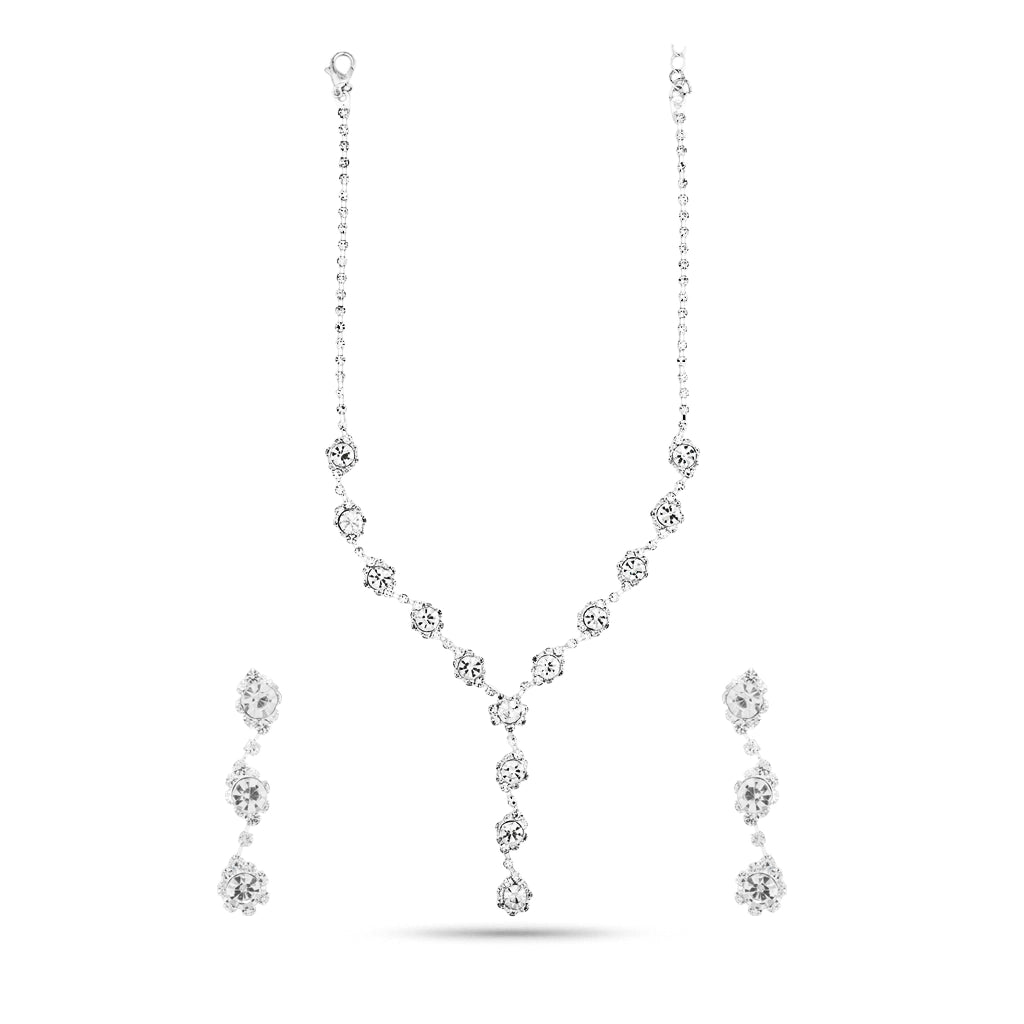 Elara Crystal Lariat Necklace Set