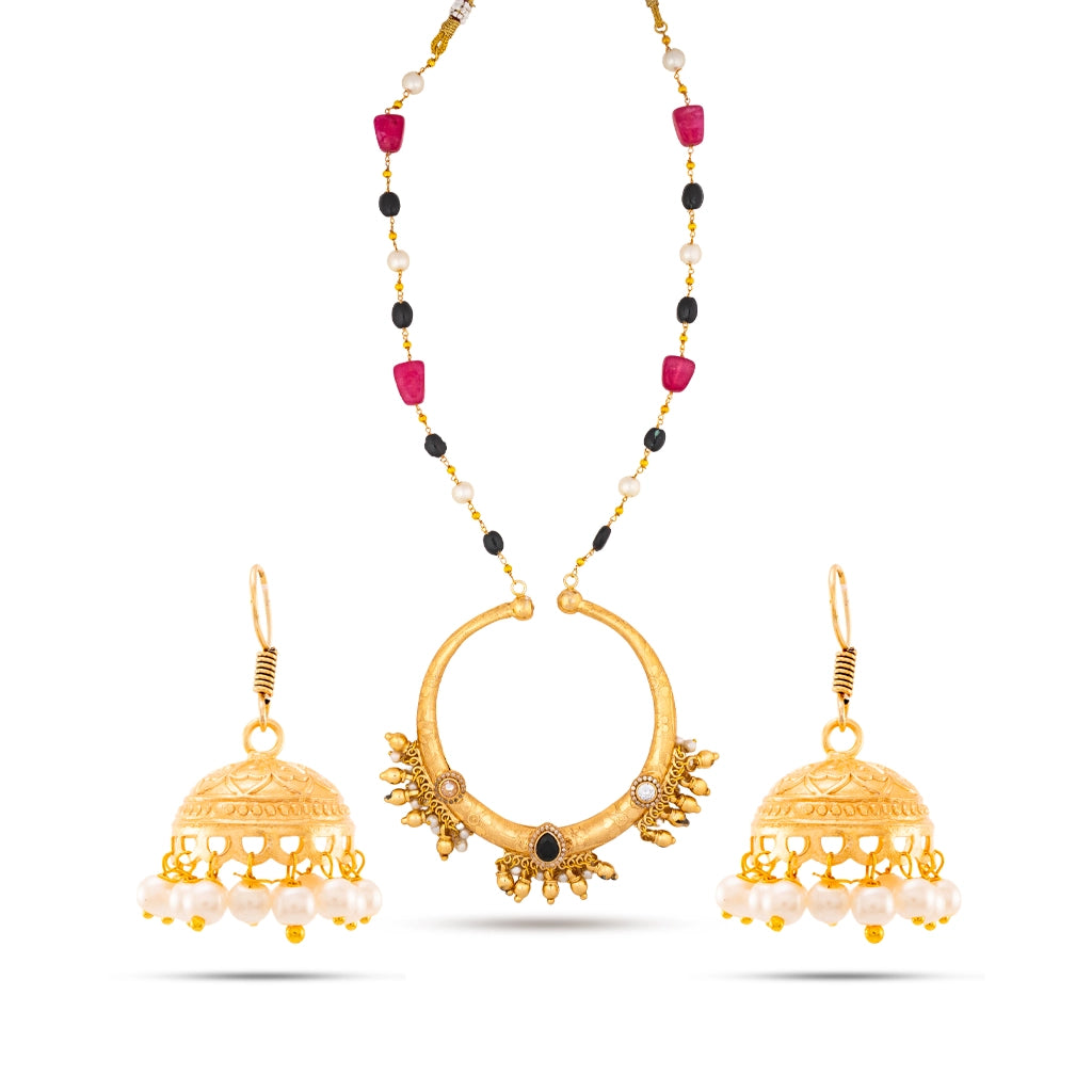 NOIR RUBY STATEMENT NECKLACE SET