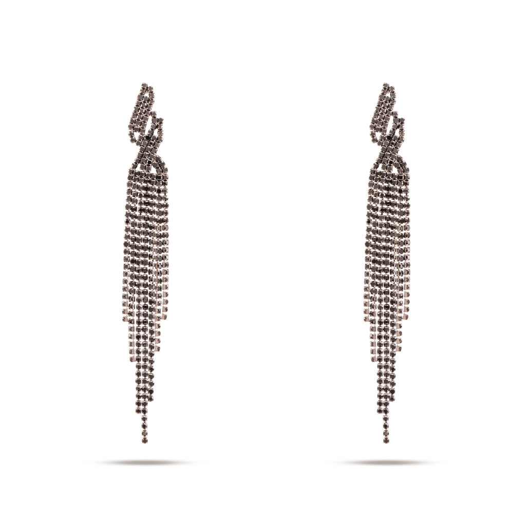 Midnight Crystal Fringe Drop Earrings