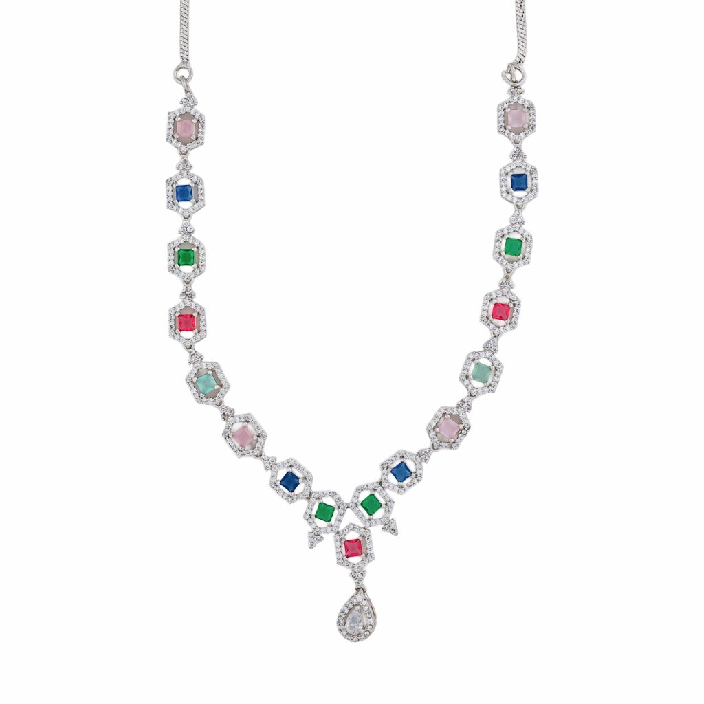 Rangella Prism Halo Necklace Set