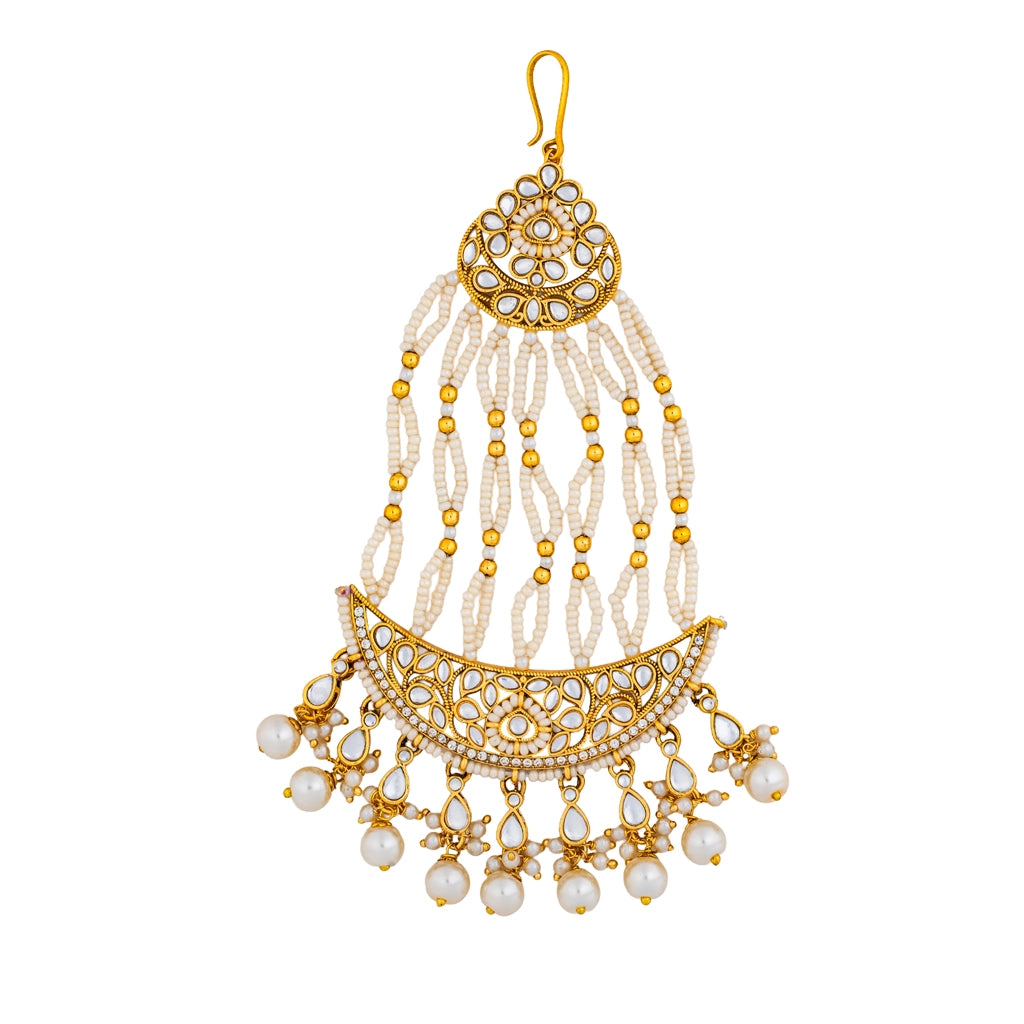 Ivory Pearl Cascade Maangtika