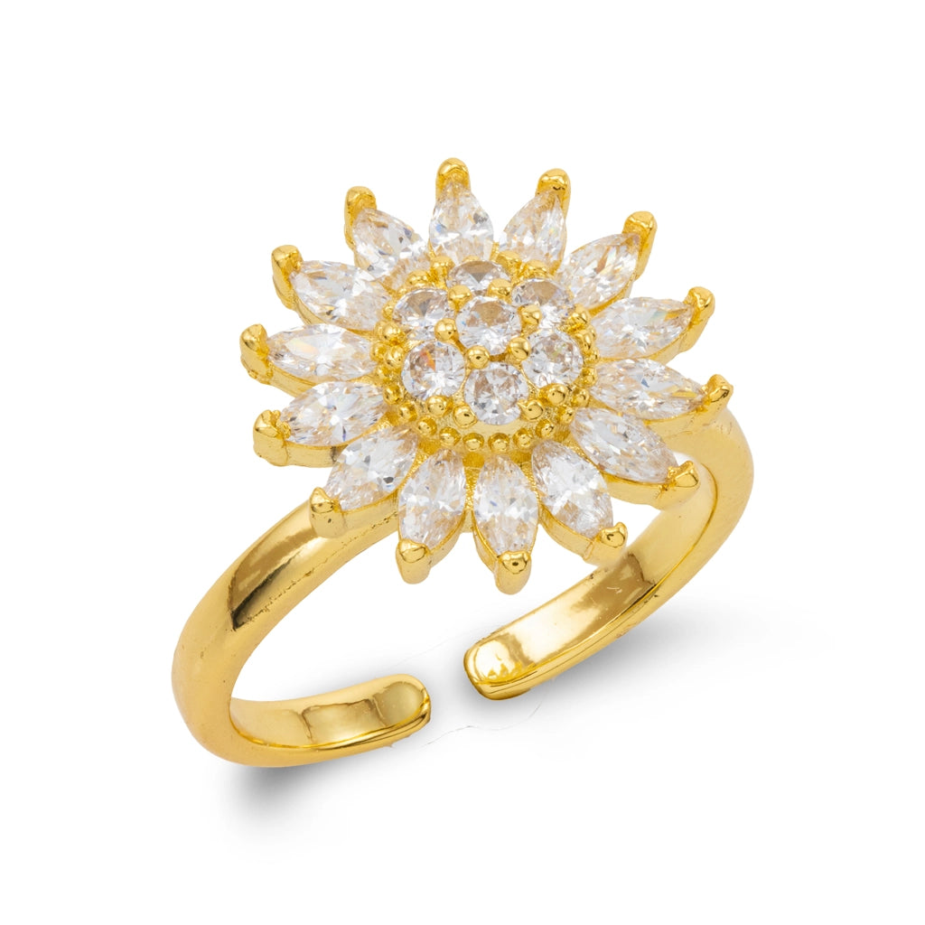 Sunburst Crystal Bloom Ring