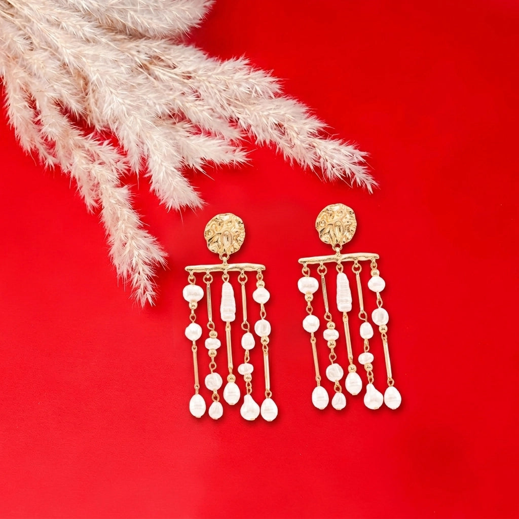 Aurelle Pearl Cascade Chandelier Earrings