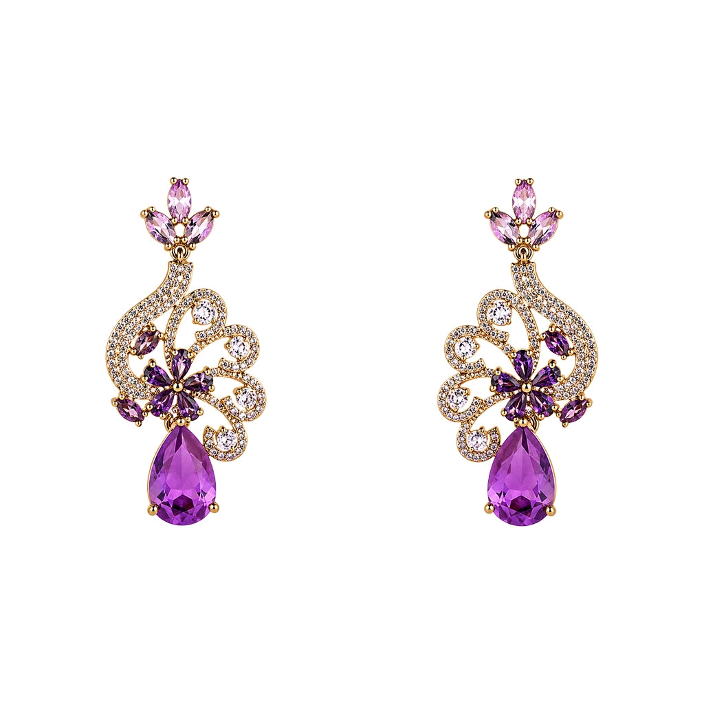Amethyst Swirl Crystal Drop Danglers