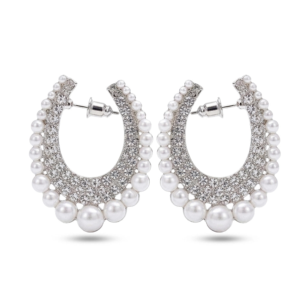 Celestine Pearl Halo Hoops