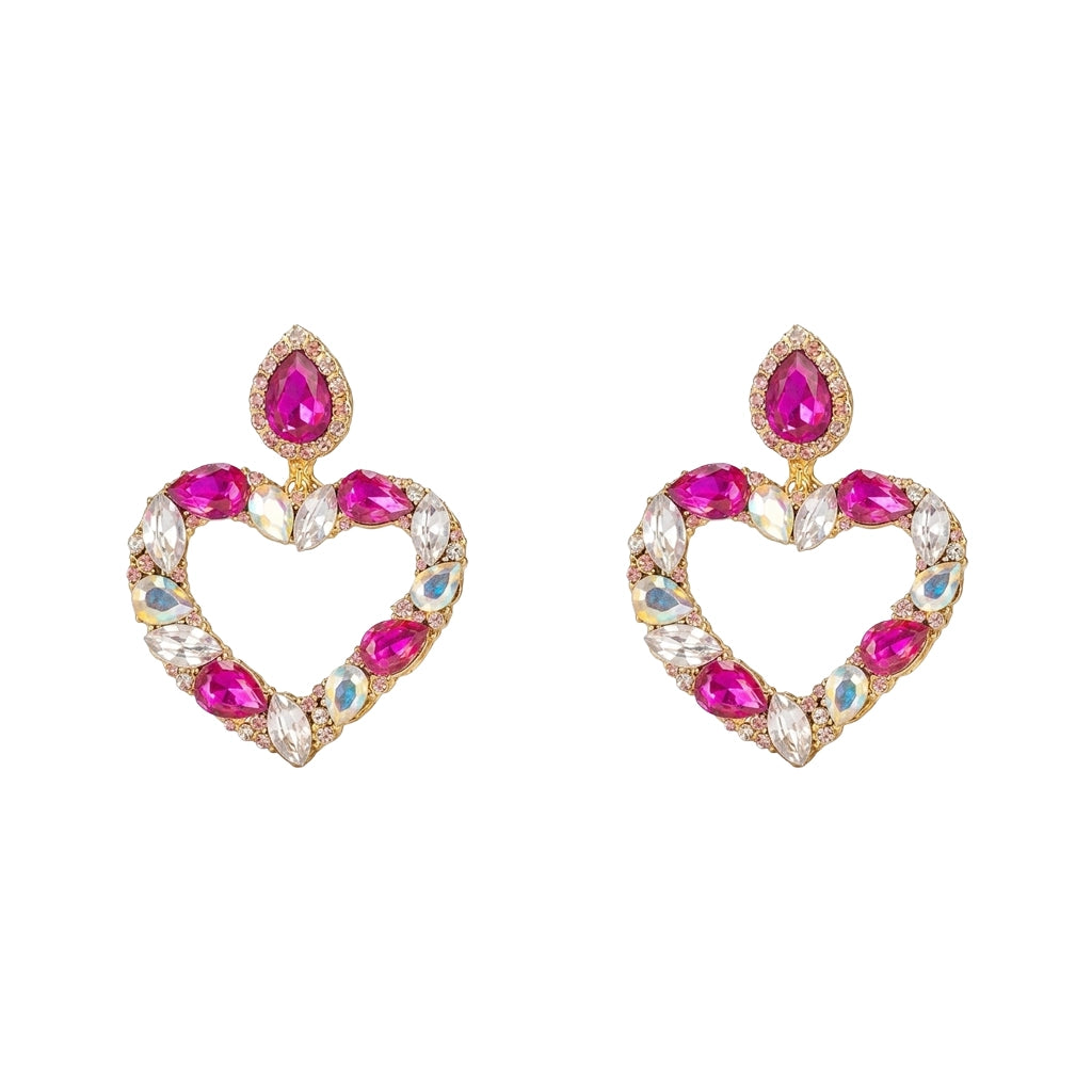 Crystal Heart Hoops