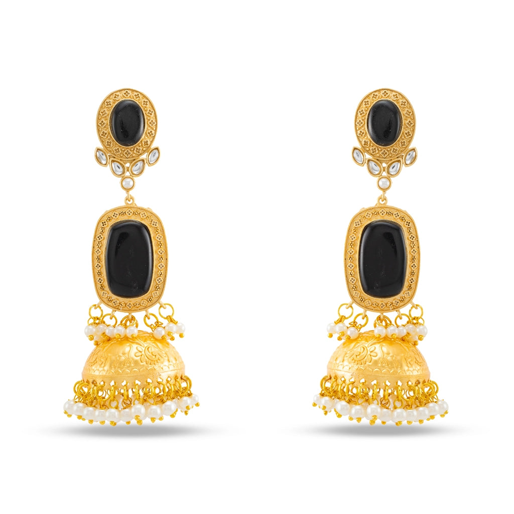 Imperial Onyx Jhumkas Black
