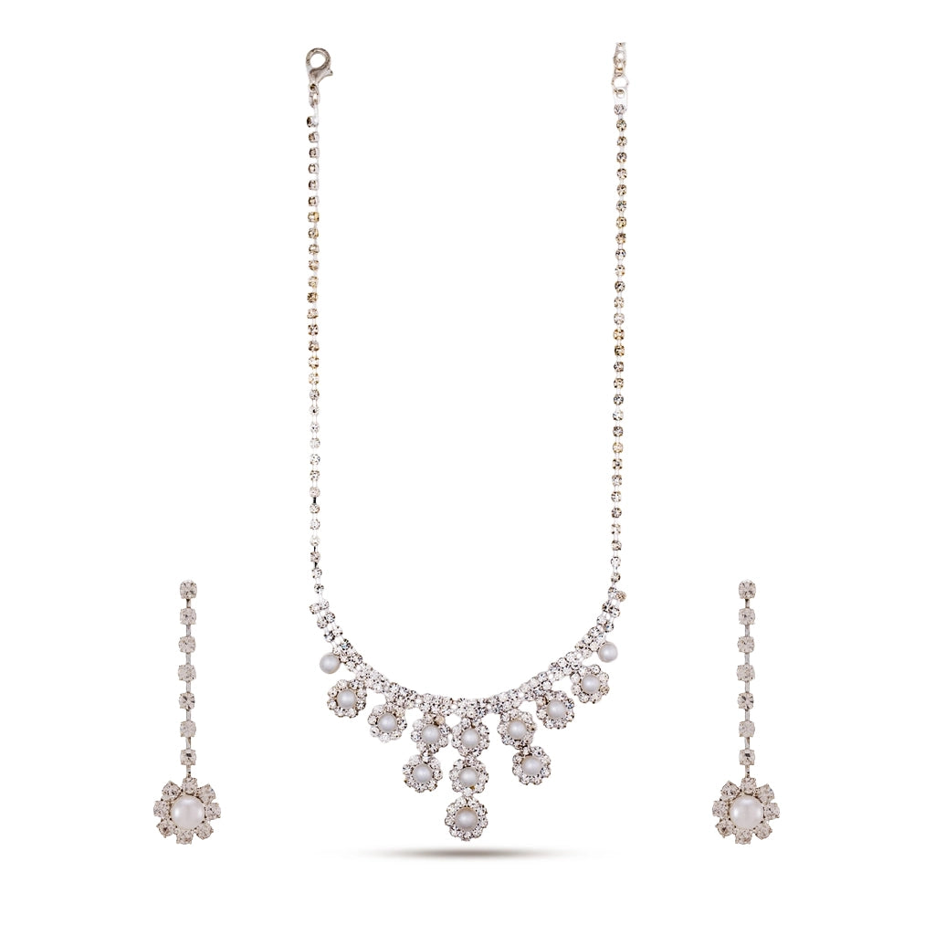Pearl Dewdrop Crystal Necklace Set