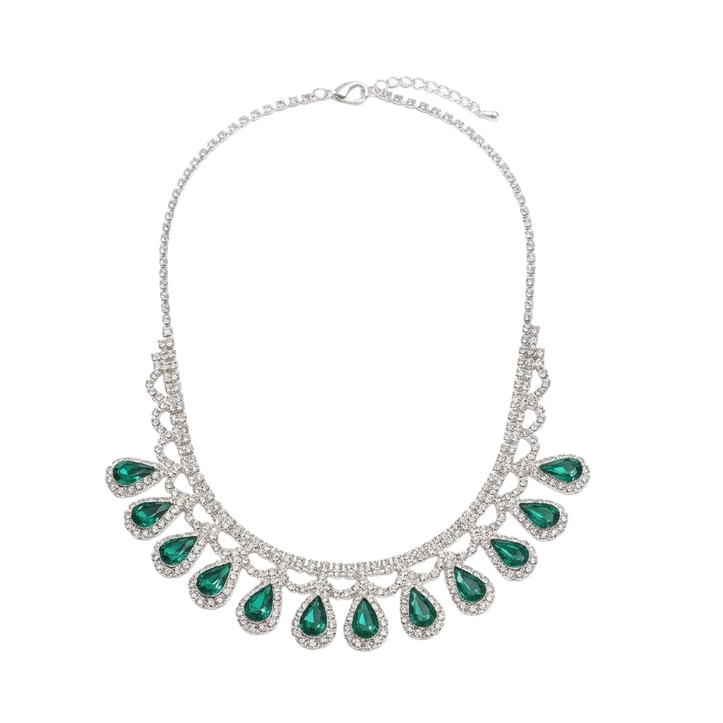 Emerald Dewdrop Crystal Necklace Set