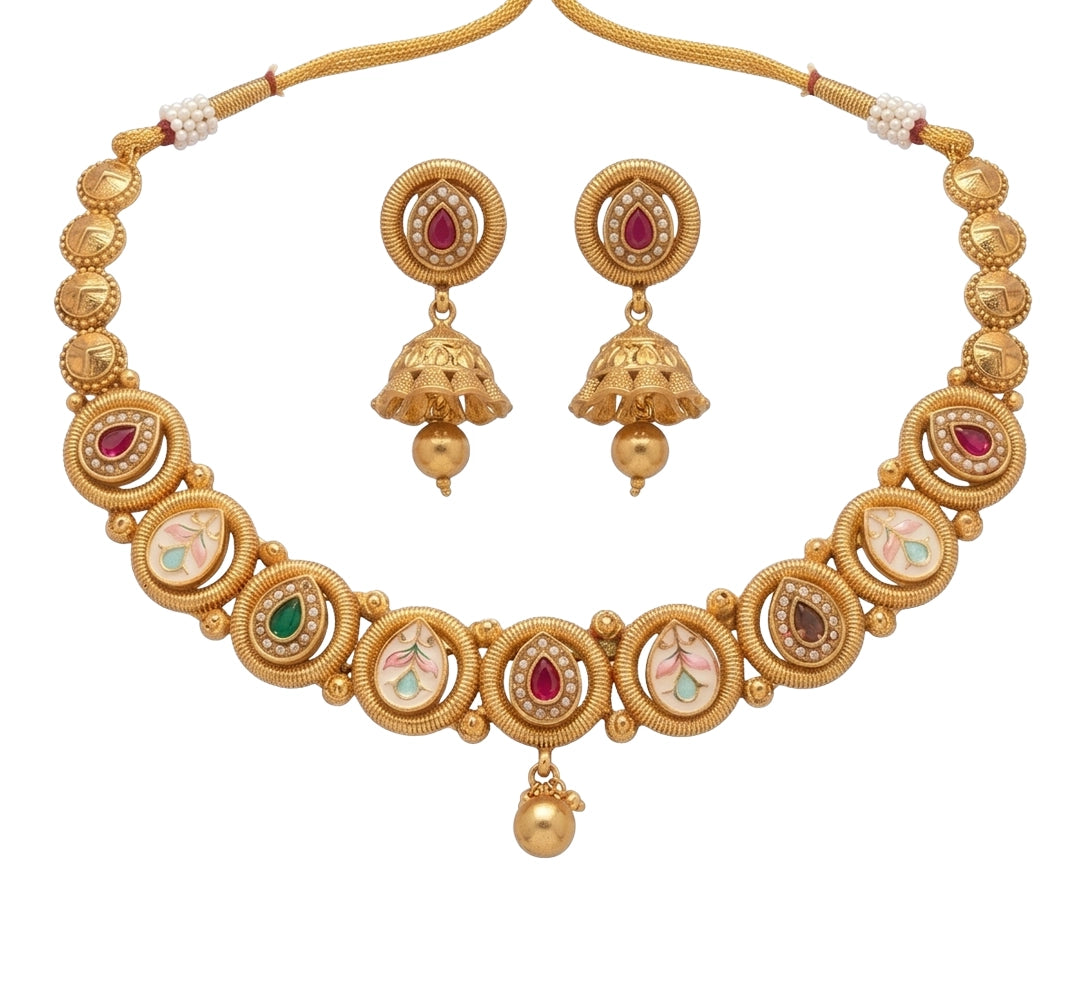 Noor-E-Jahan Royal Enamel Necklace Set