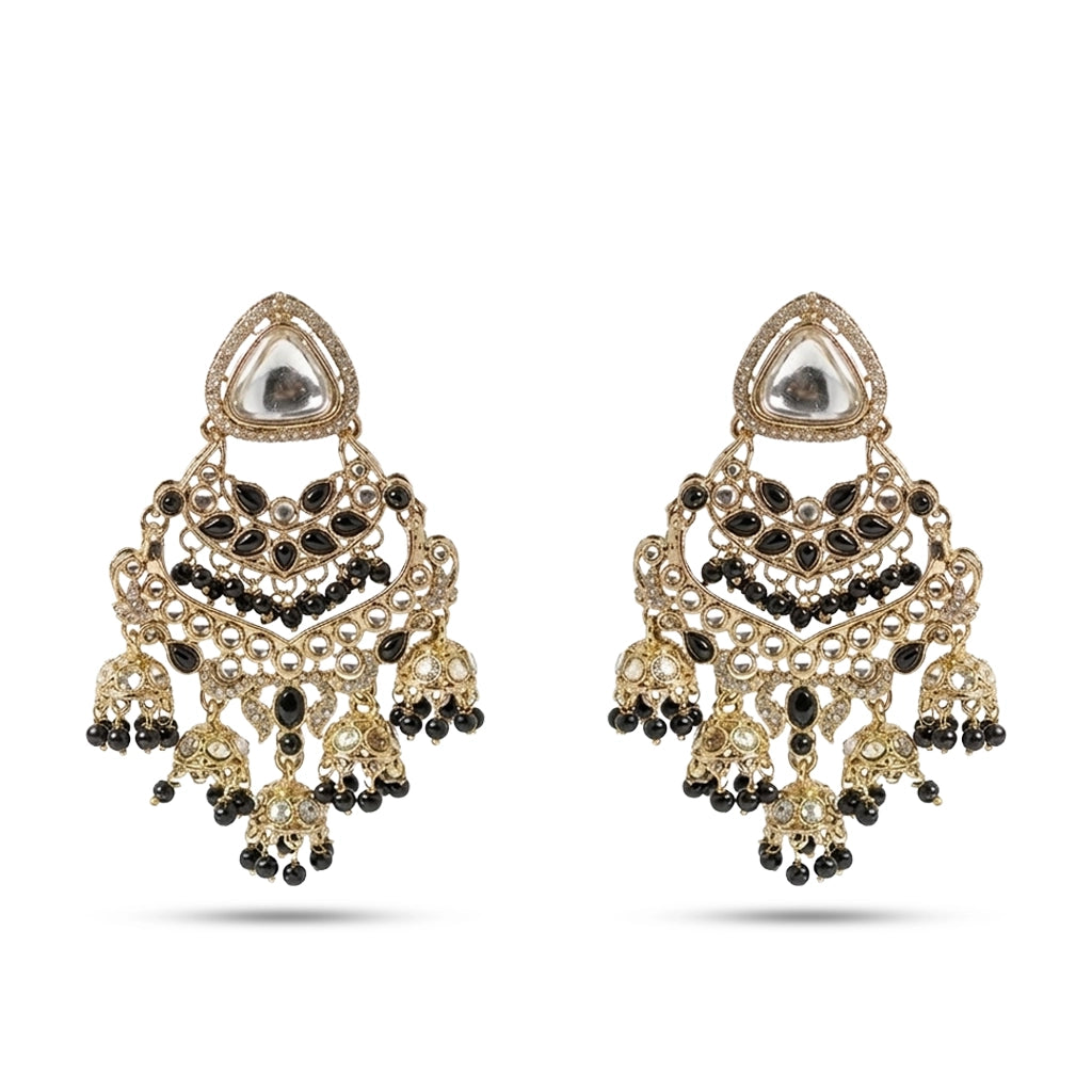 Rangella Black Meenakari Earrings