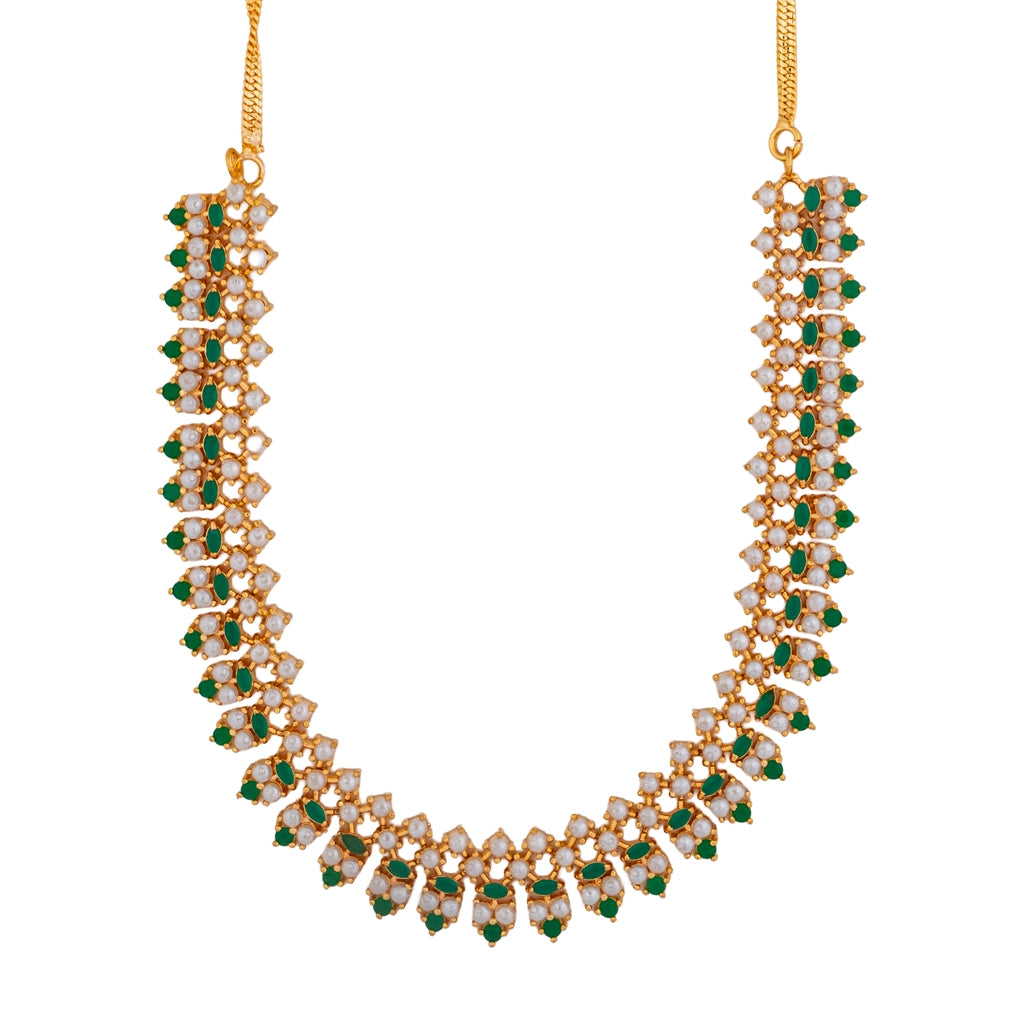 Rangella Royale Pearl Cascade Necklace Emerald