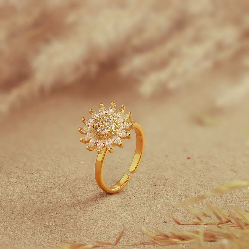 Sunburst Crystal Bloom Ring
