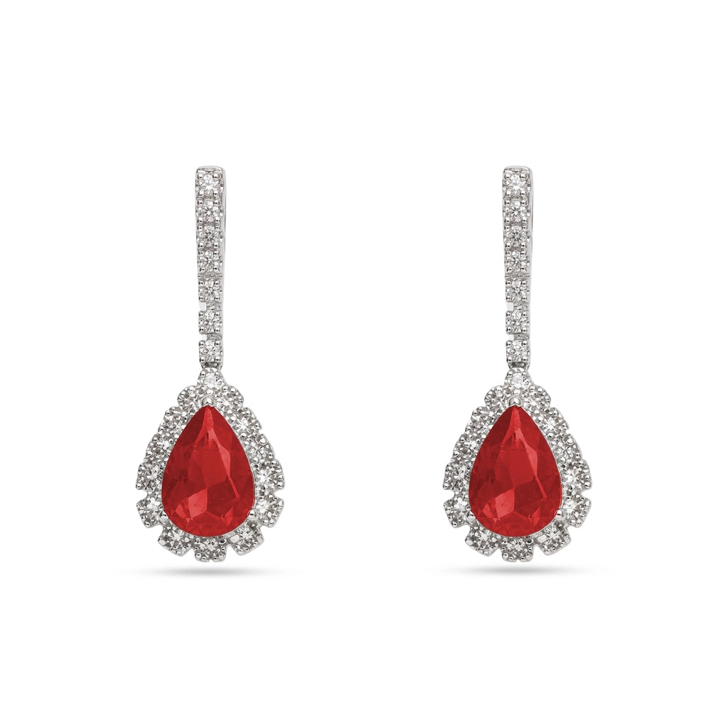 Crimson Teardrop Crystal Necklace Set