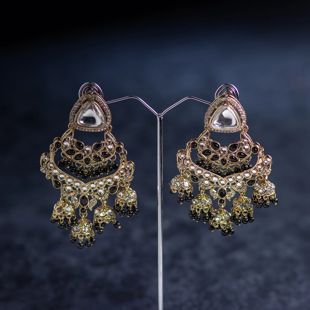 Rangella Black Meenakari Earrings