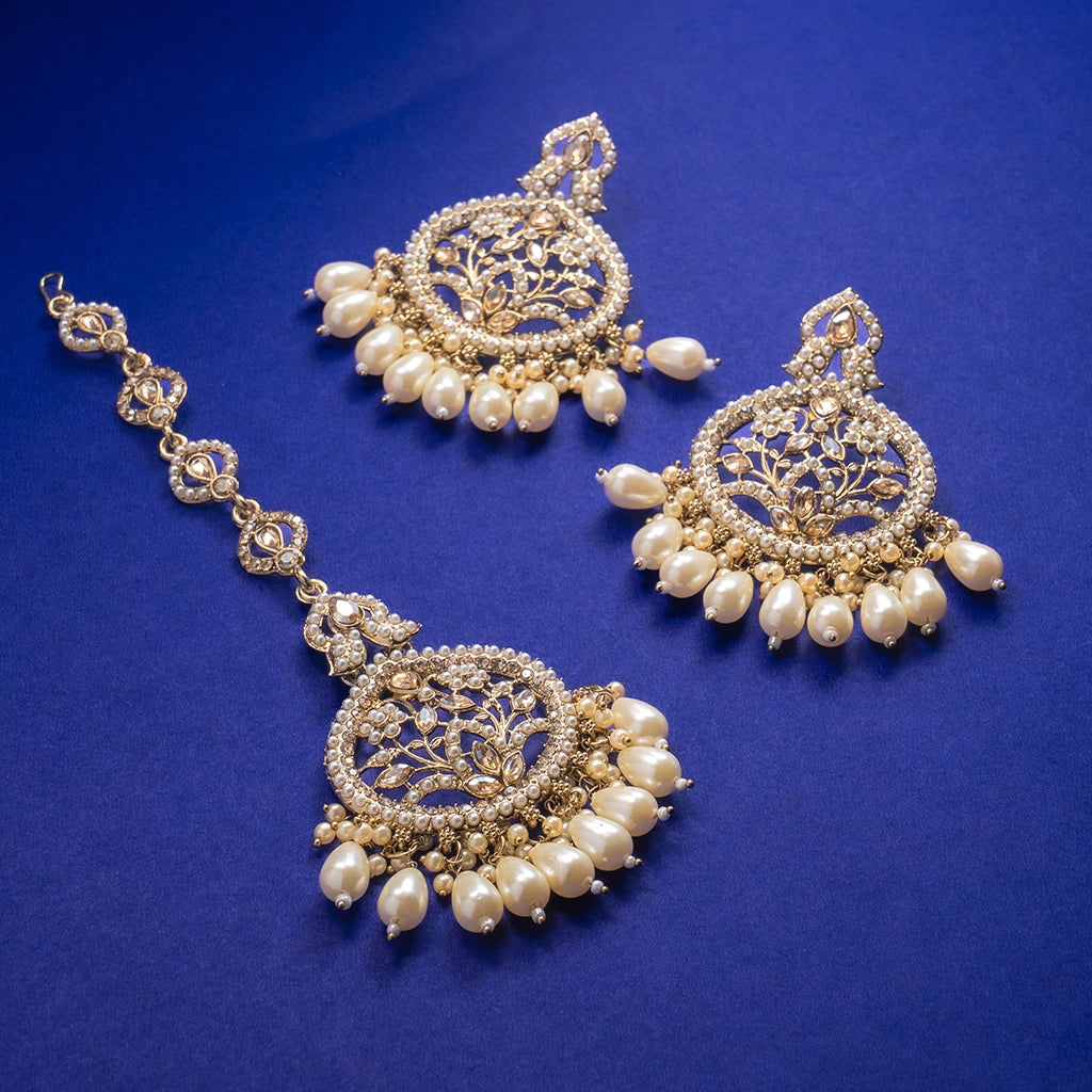 Pearl Filigree Chand Tikka Set