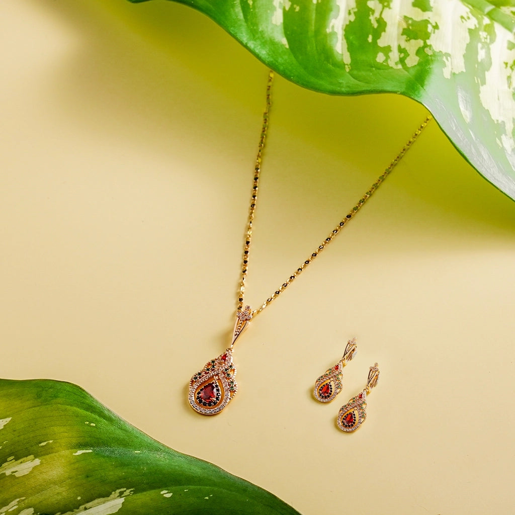 Crimson Teardrop Diamond Pendant