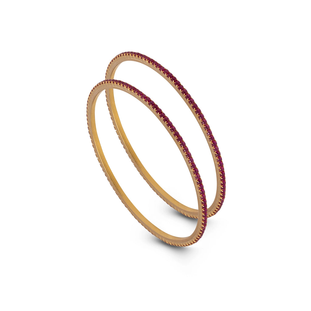 Ruby Crystal Line Bangles