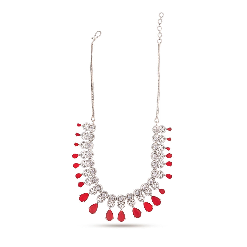 Scarlet Crystal Halo Necklace Set