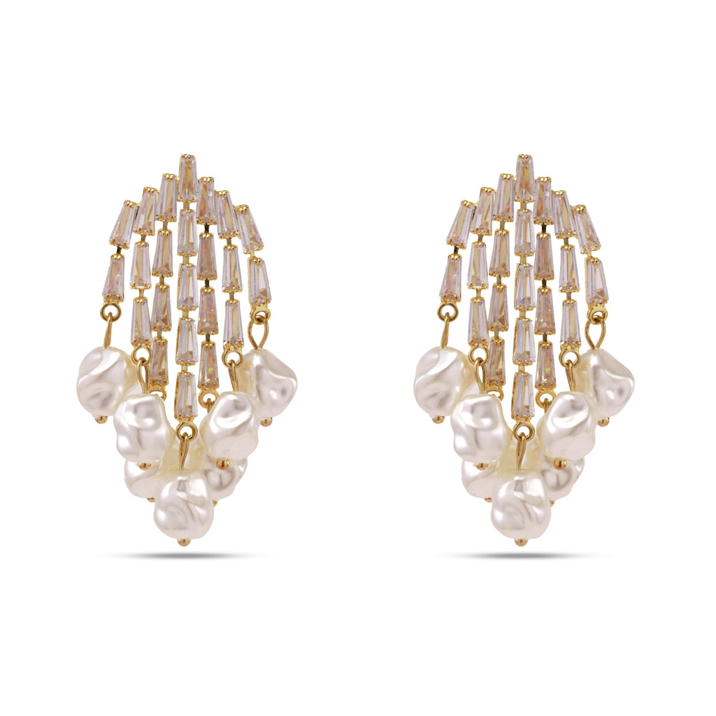 Ivory Cascade Pearl Danglers
