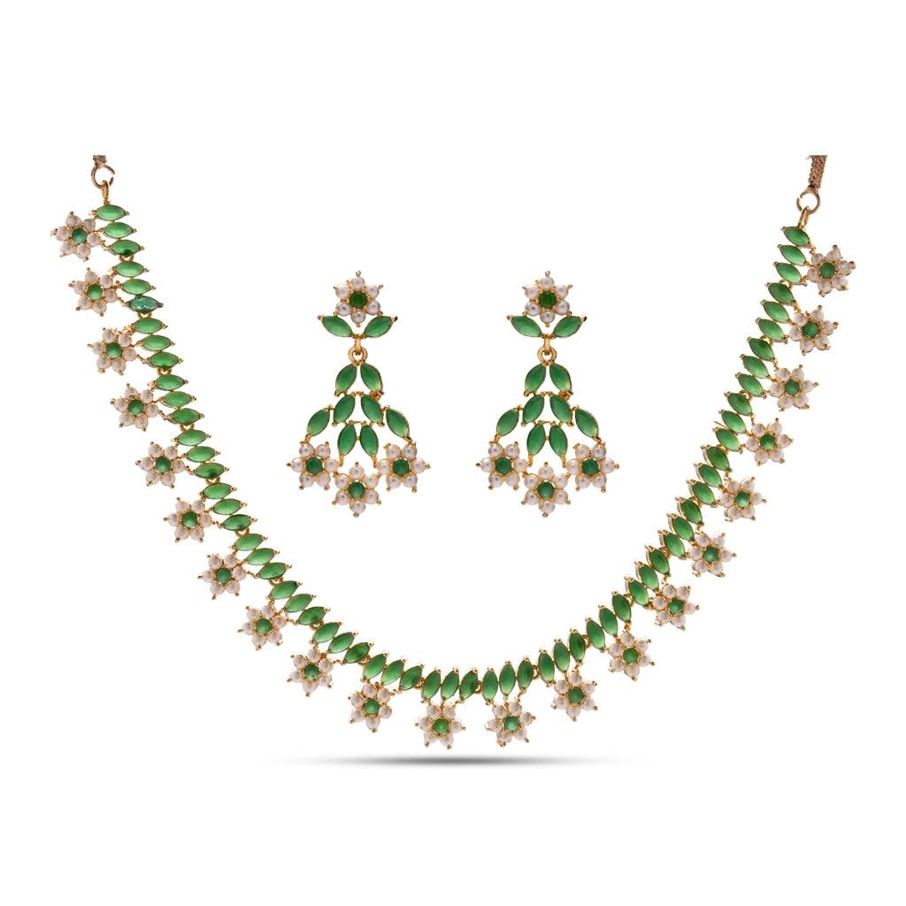 Emerald Vanya Floral Necklace Set