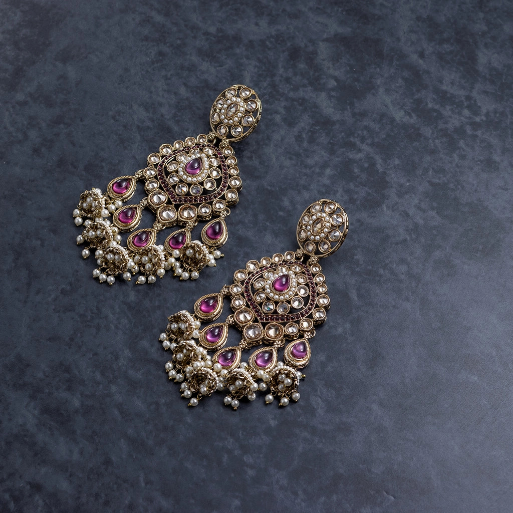 Rangella Ruby Meenakari Jhumka Earrings