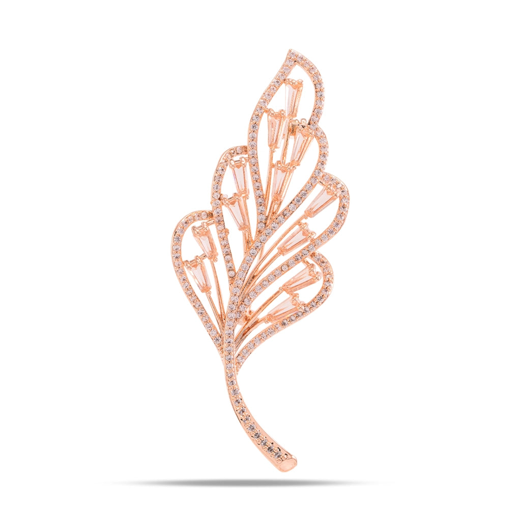 Rose Leaf Baguette Crystal Brooch