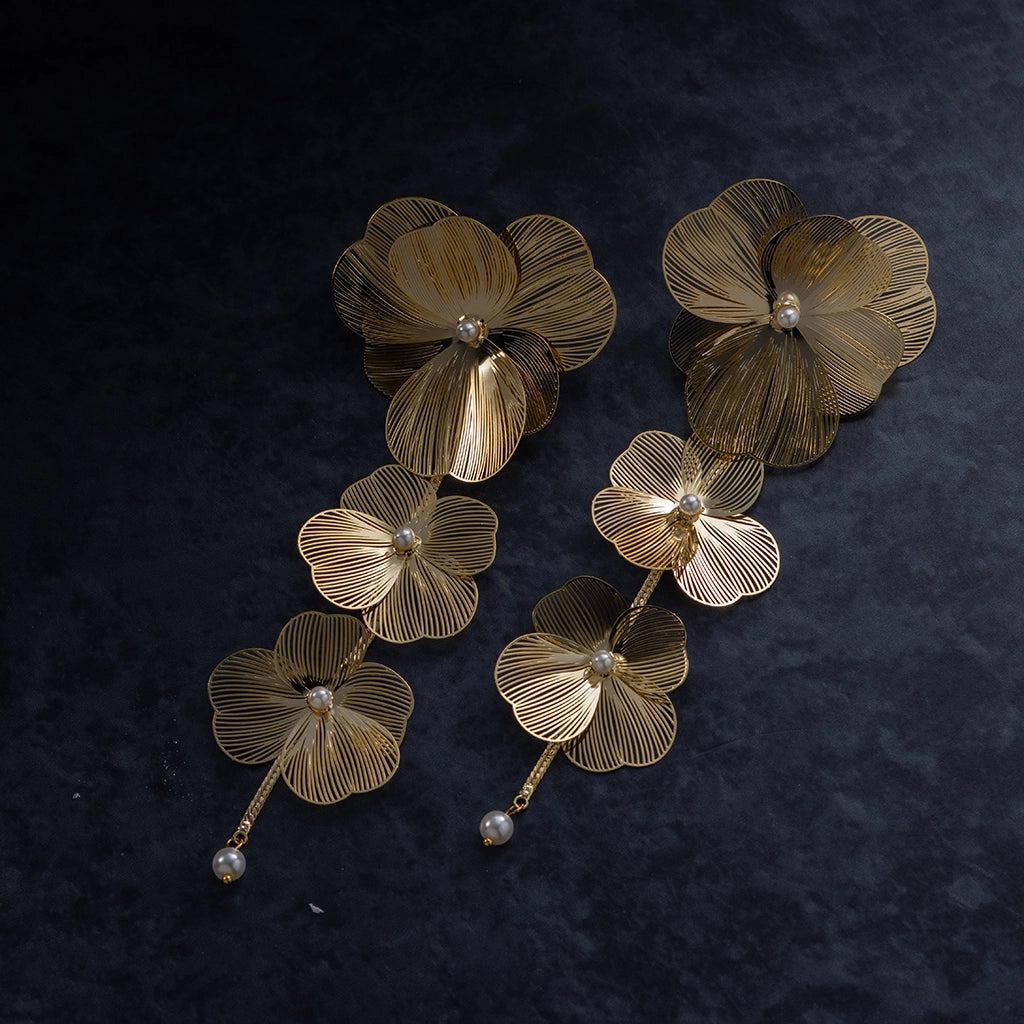 Elysian Bloom Pearl Danglers