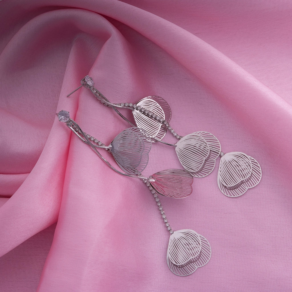 Silver Whisper Leaf Cascade Danglers