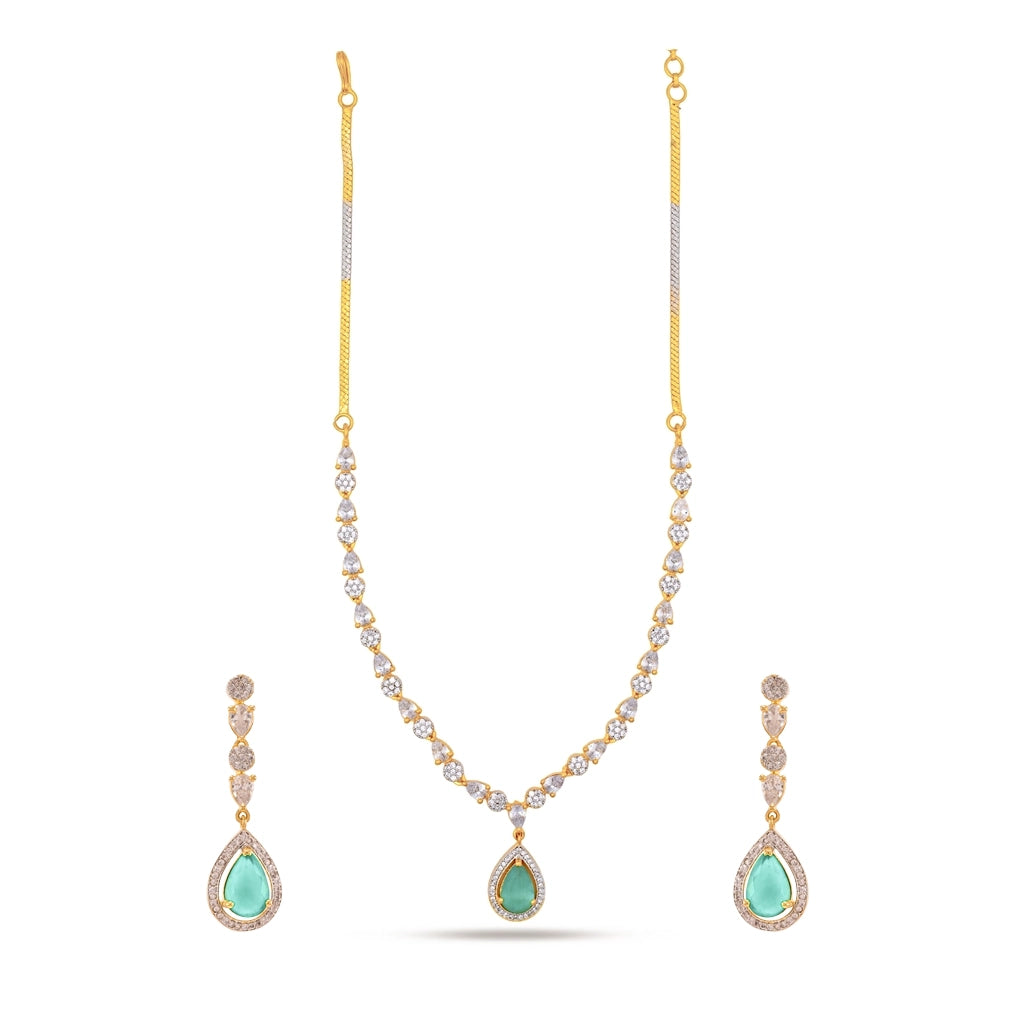 Aaira Mint Crystal Necklace Set