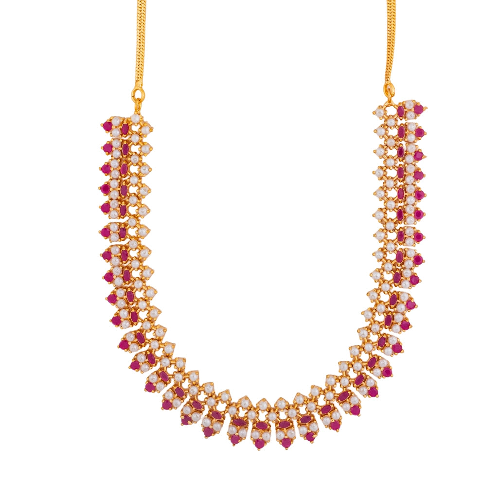 Rangella Royale Pearl Cascade Necklace Pink Gold