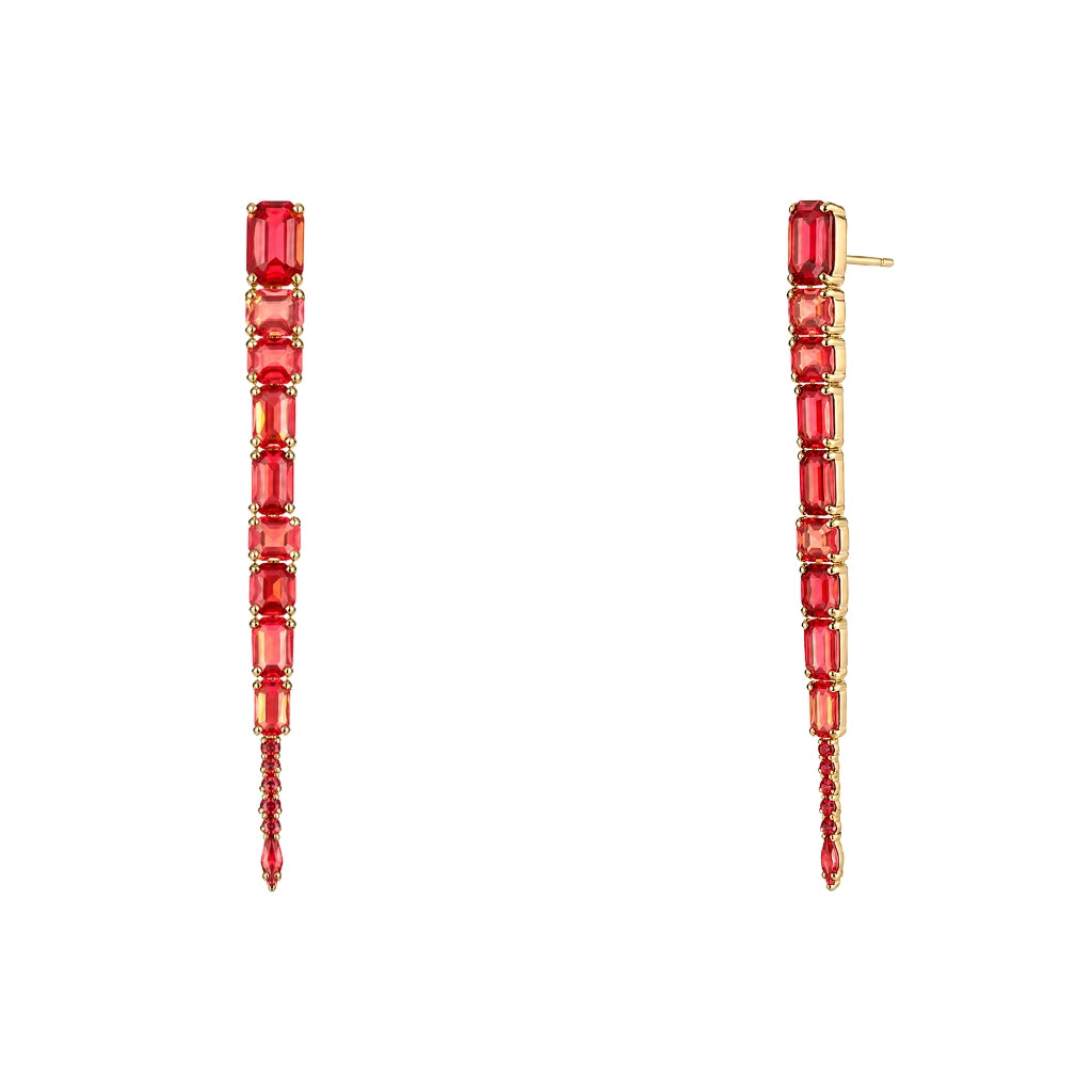 Crimson Blaze Linear Drop Earrings